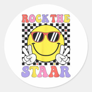 Pegatina Redonda Rock The Staar Test Day Motivational Teacher Testi