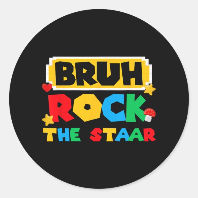 Pegatina Redonda Rock The Staar Test Day Testing Day Studen (Anverso)