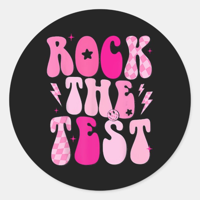 Pegatina Redonda Rock The Test Cute Test Day (Anverso)