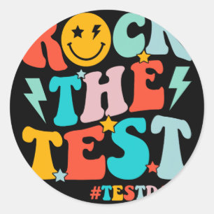 Pegatina Redonda Rock The Test Day Motivational Students Ki