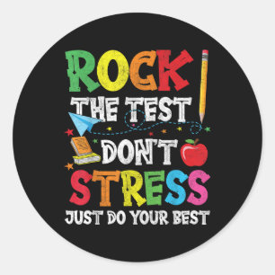 Pegatina Redonda Rock the Test No Stress Haz lo Mejor