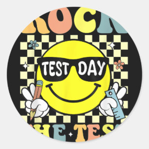 Pegatina Redonda Rock The Test Testing Motivational Teacher