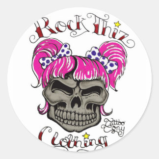 Pegatina Redonda Rock Thiz Clothing & Tattoo Tony Pink Ponytails