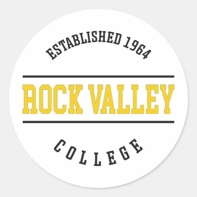 Pegatina Redonda Rock Valley College - RVC Golden Eagles (Anverso)