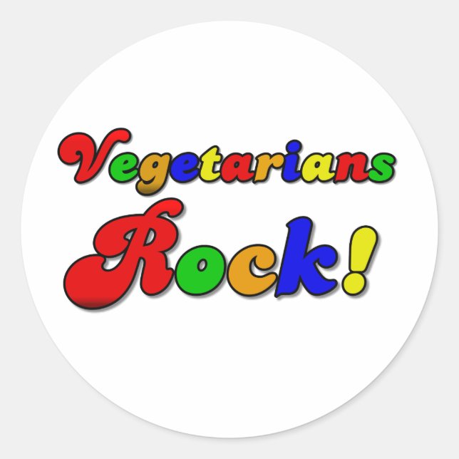 Pegatina Redonda Rock vegetariano (Anverso)