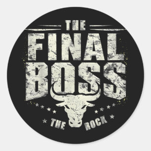 Pegatina Redonda Rock Vintage Music Boss Final White Design Fun Mus