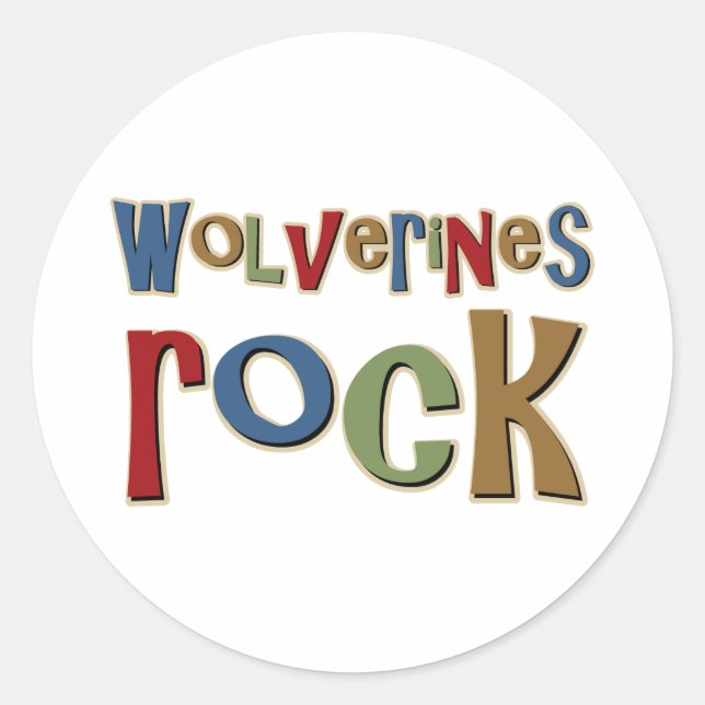 Pegatina Redonda Rock Wolverines (Anverso)