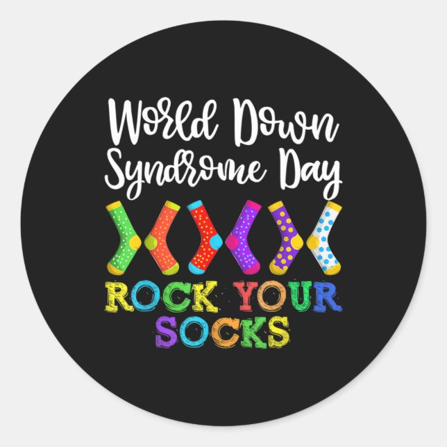 Pegatina Redonda Rock Your Socks Kid Swareness Warrior Sup (Anverso)