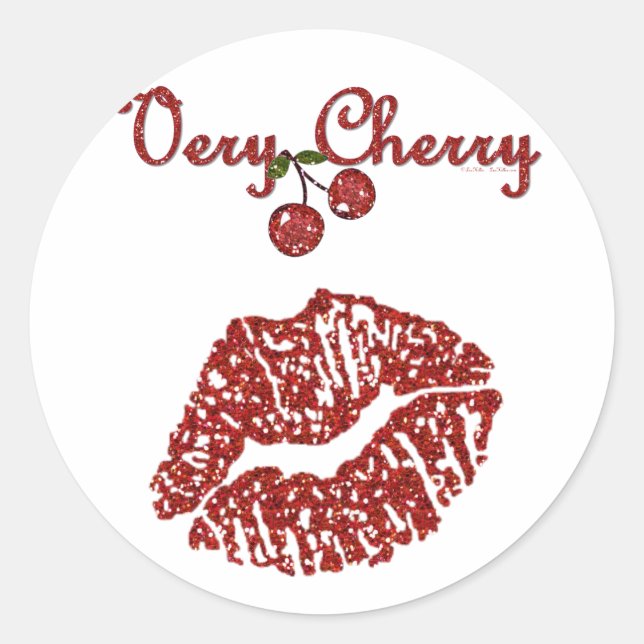 Pegatina Redonda Rockabilly Muy Cherry Kiss (Anverso)