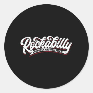 Pegatina Redonda Rockabilly Wild Rock N Roll - Typo - neg