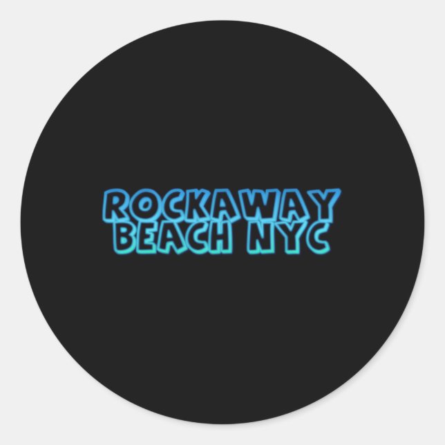 Pegatina Redonda Rockaway Beach New York (Anverso)