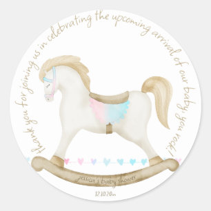 Pegatina Redonda Rockefeller Blue Pink Gender Neutral Baby Shower