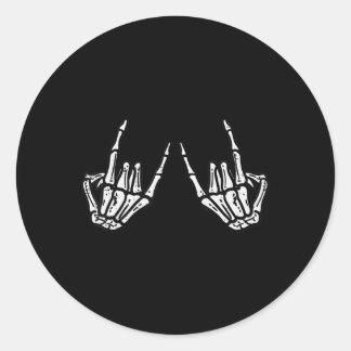 Pegatina Redonda Rocker Skeleton Hand Rock On Costume Funny Hallowe
