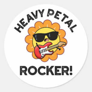 Pegatina Redonda Rockero Petal Funny Flower Pun