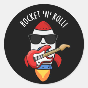 Pegatina Redonda Rocket And Rolly Funny Rocket Pun Dark BG