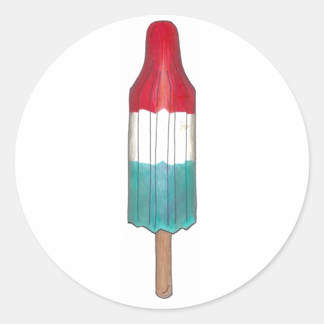 Pegatina Redonda Rocket azul rojo Pop Popsicle Patriótico USA (Anverso)