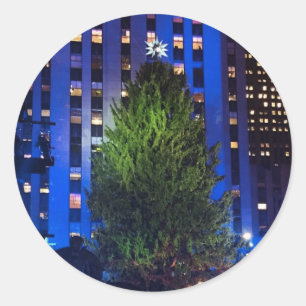 Pegatina Redonda Rockfeller Center Christmas Tree NYC Photography