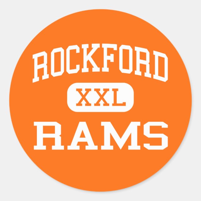 Pegatina Redonda Rockford - Rams - High School - Rockford Michigan (Anverso)