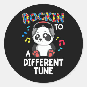 Pegatina Redonda Rockin' A Otra Tune Panda Autism Awareness