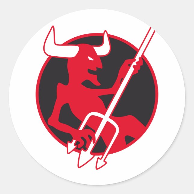 Pegatina Redonda Rockin Devil sabe (Anverso)