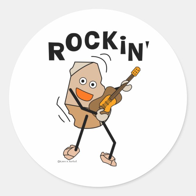 Pegatina Redonda Rockin Guitar (Anverso)