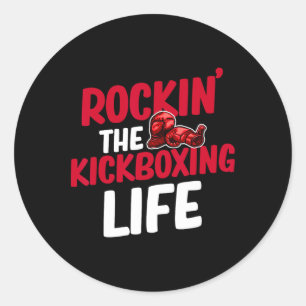 Pegatina Redonda Rockin 'The Kickboxing Life Artes Marciales Boxead