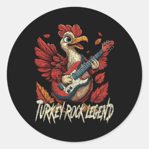 Pegatina Redonda Rockin' Turkey - Divertida guitarra musical de Acc