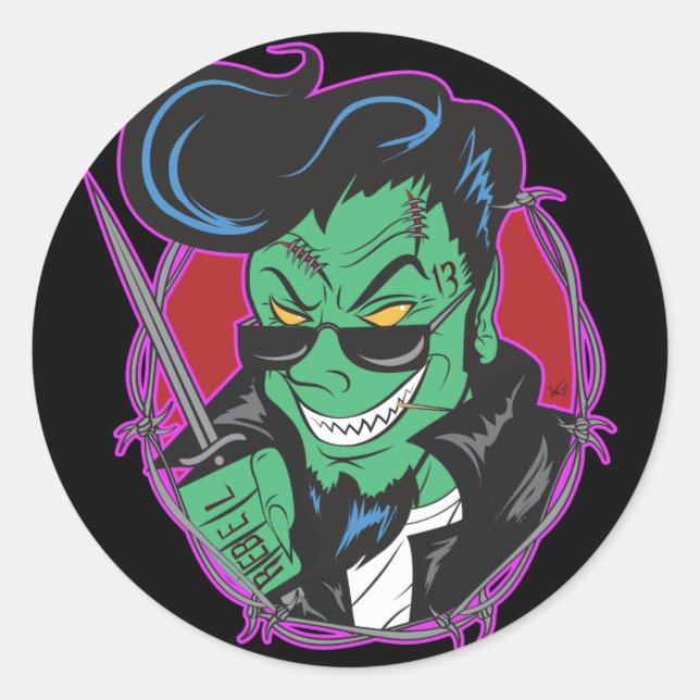 Pegatina Redonda RockitJohnny_UndeadGhoulie (Anverso)