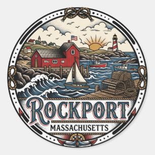 Pegatina Redonda Rockport, Massachusetts