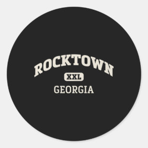 Pegatina Redonda Rocktown College Style Rock Climbing Area Design  