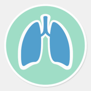 Pegatina Redonda Roda del logotipo pulmonar de pulmonología o pulmo