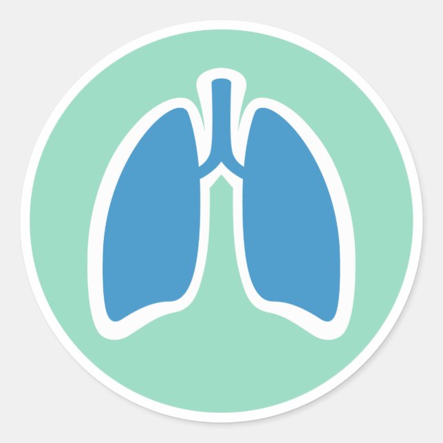 Pegatina Redonda Roda del logotipo pulmonar de pulmonología o pulmo (Anverso)