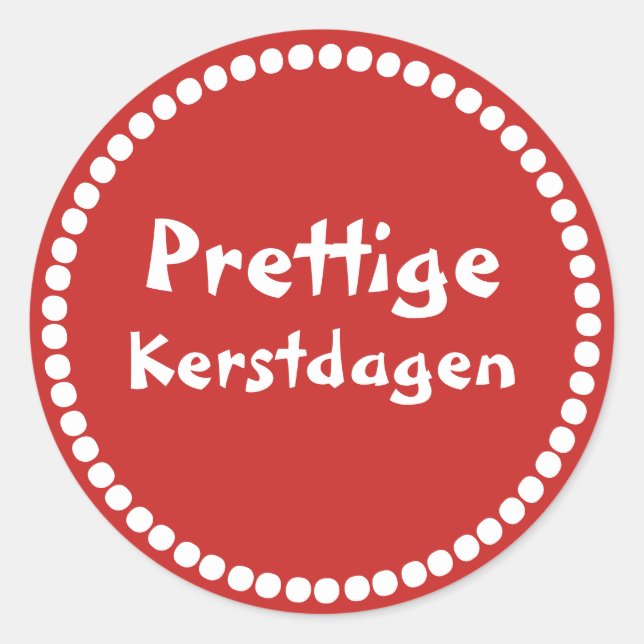 Pegatina Redonda Rode cadeau sticker tekst Prettige Kerstdagen (Anverso)