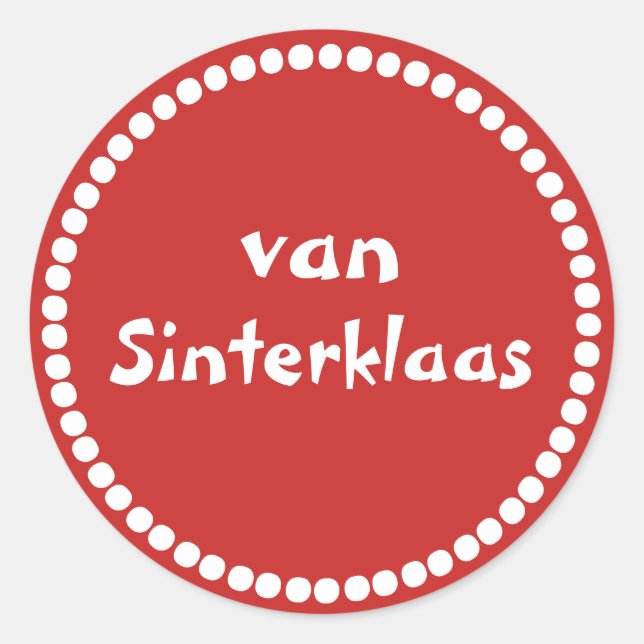 Pegatina Redonda Rode cadeau sticker tekst van Sinterklaas (Anverso)