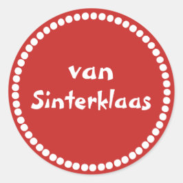 Pegatina Redonda Rode cadeau sticker tekst van Sinterklaas
