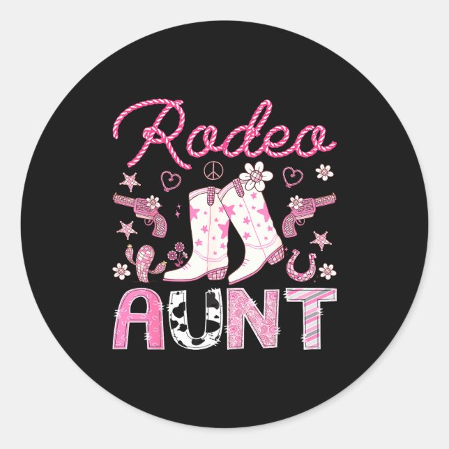 Pegatina Redonda Rodeo Aunt Nk Cowgirl Western Coquette Birthday Gi (Anverso)
