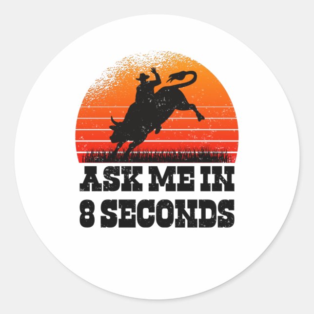 Pegatina Redonda Rodeo Cowboy Occidental Wild West Retro Bull (Anverso)