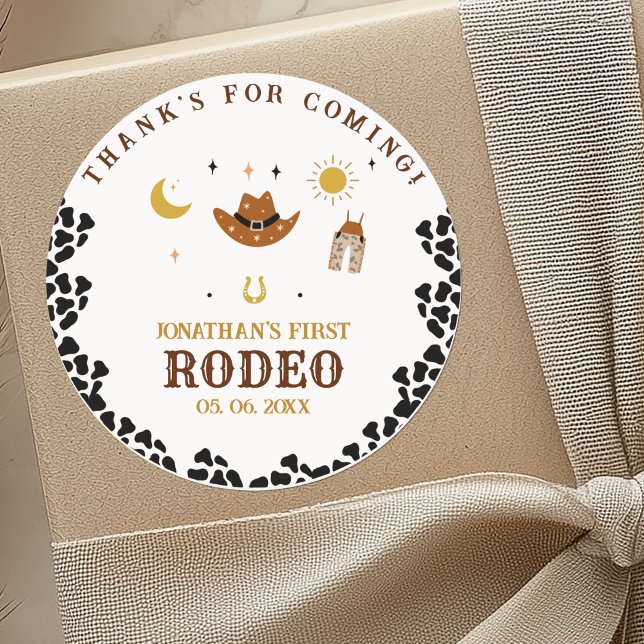 Pegatina Redonda Rodeo First Birthday, Cowboy Birthday Boy (Subido por el creador)