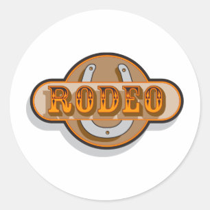 Pegatina Redonda Rodeo Horseshoe