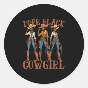 Pegatina Redonda Rodeo Melanin Black Cowgirl Western Country