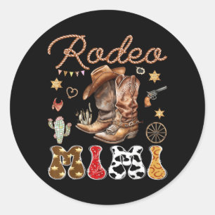 Pegatina Redonda Rodeo Mimi vaquero occidental cumpleaños niño coin