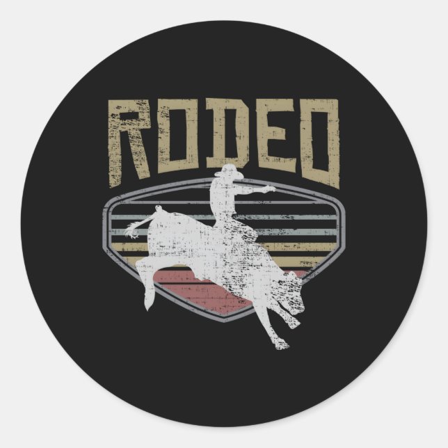 Pegatina Redonda Rodeo Style Bull Riding (Anverso)