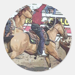 Pegatina Redonda Rodeo Team Roping