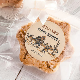 Pegatina Redonda Rodeo Western Cowboy 1 Fiesta de cumpleaños