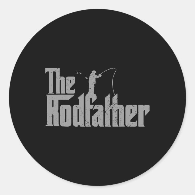 Pegatina Redonda Rodfather Funny Fishing Lover Rod Fish Dad Fisher (Anverso)