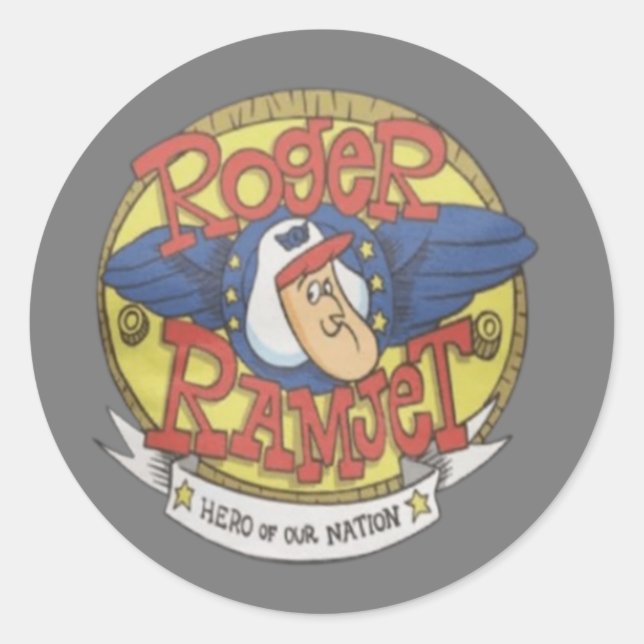 Pegatina Redonda Roger Ramjet (Anverso)