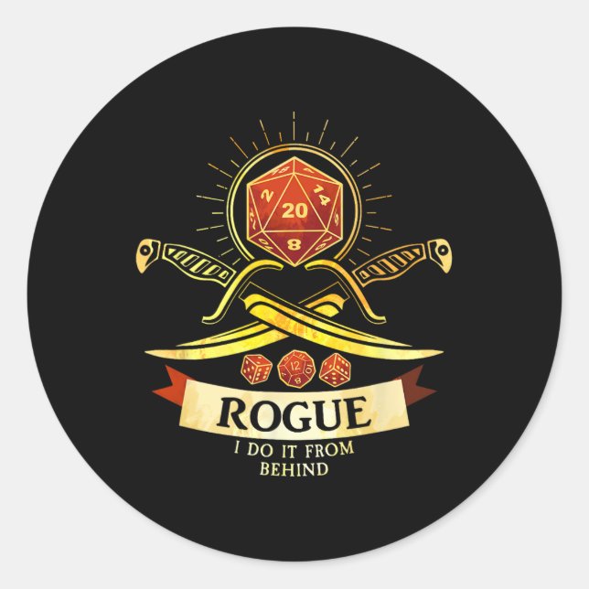 Pegatina Redonda Rogue Fantasy Gamer Rpg Cl  (Anverso)