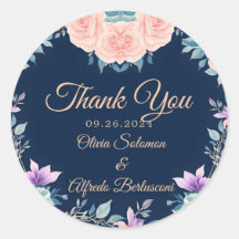 Rojizo Rosa y Azul Marino Floral Elegante Moderno