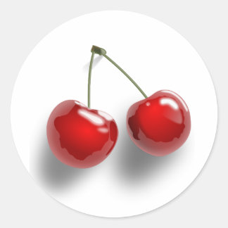 Pegatina Redonda rojo-31484 dos cerezas de personalizado de frutas