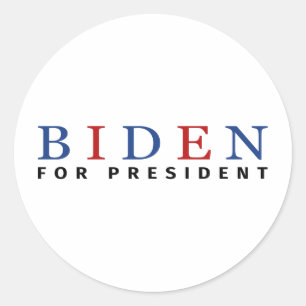 Pegatina Redonda Rojo azul moderno Joe Biden para presidente